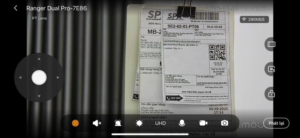 App Imou xem lại video camera đóng hàng ở chế độ UHD, soi rõ mã vận đơn SPX Express